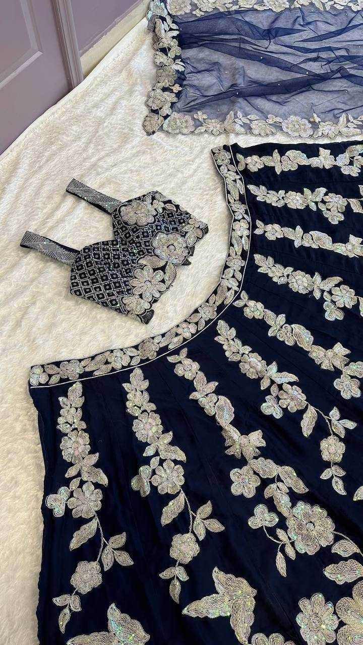 Silk Zari Work Sequins Lehenga for Festive Occasions - MYLUXURY LANE ENTERPRISE